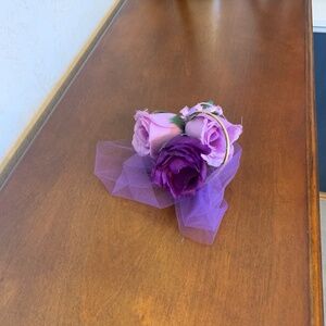 Purple Faux Flowers Boutonnière